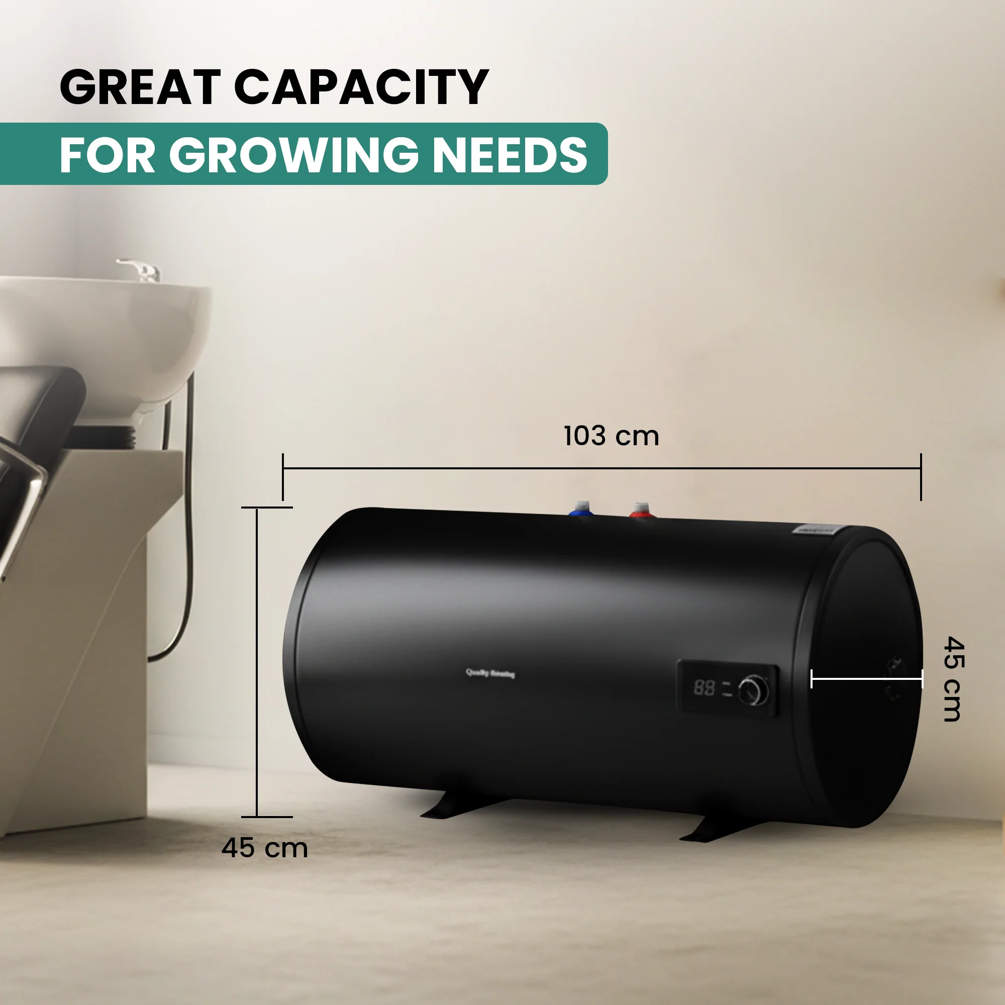 120 Litre QH Dual Horizontal Floor-Standing Electric Water Heater - Image 4