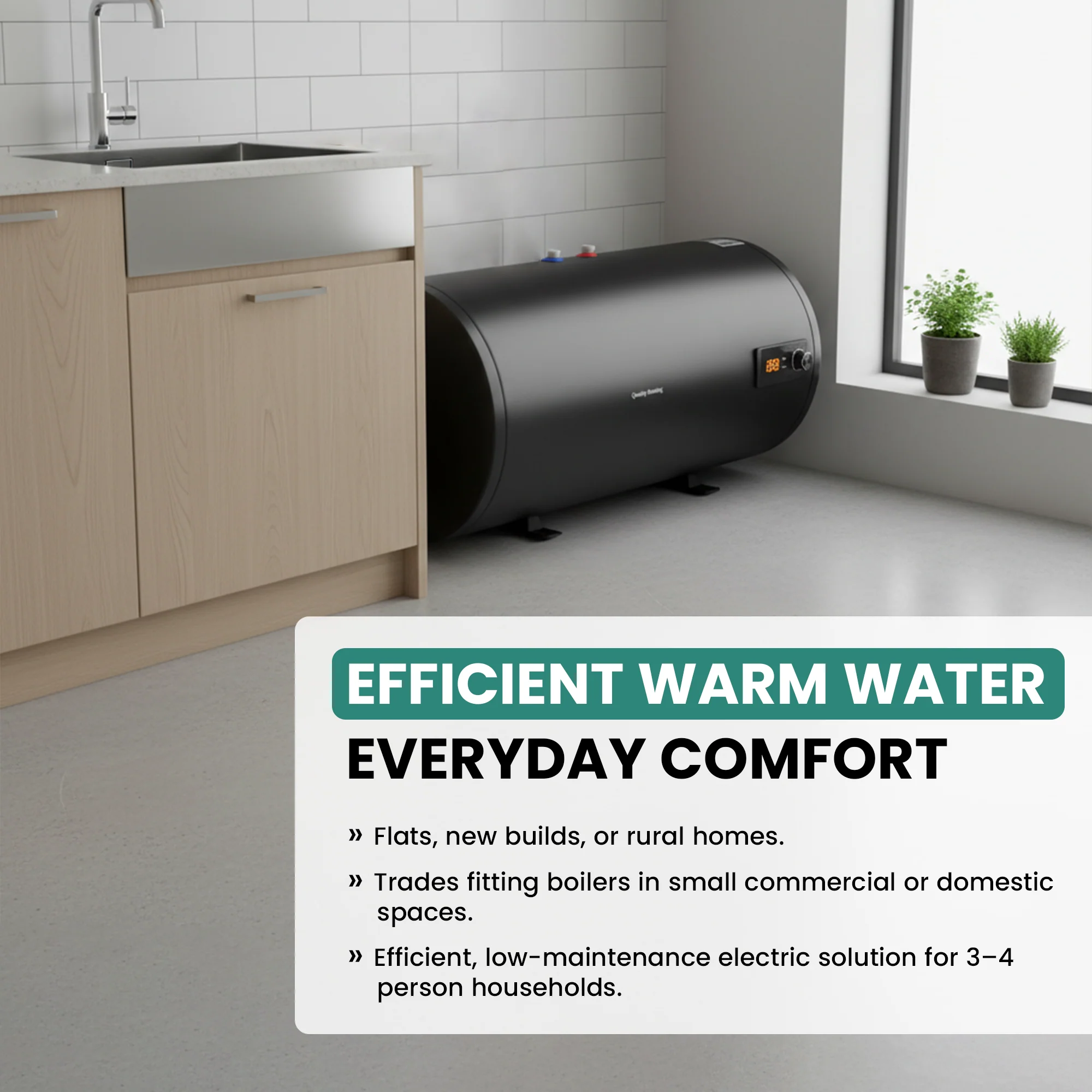 120 Litre QH Dual Horizontal Floor-Standing Electric Water Heater - Image 5