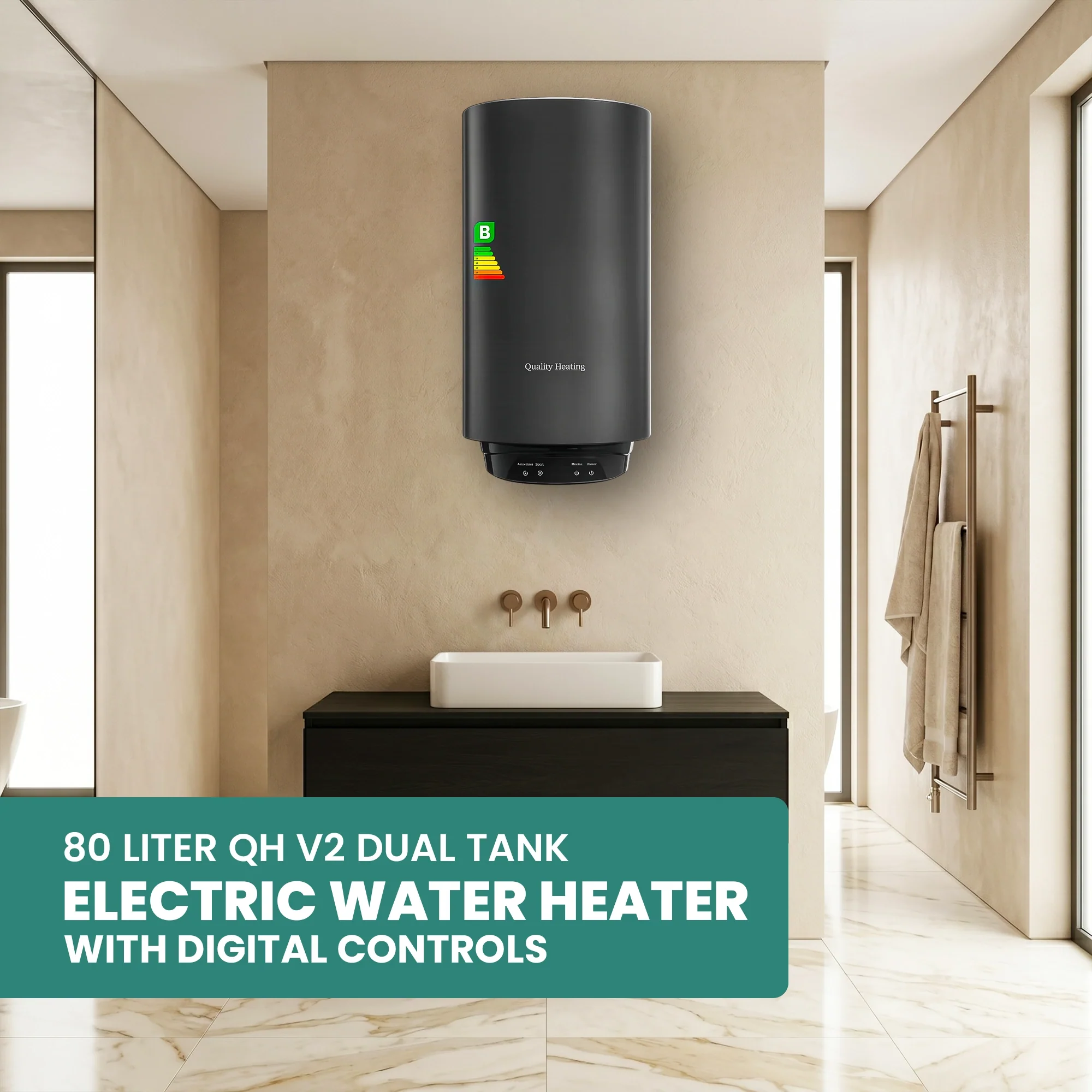 80 Litre QH V2 Electric Water Heater with Digital Control - Image 6