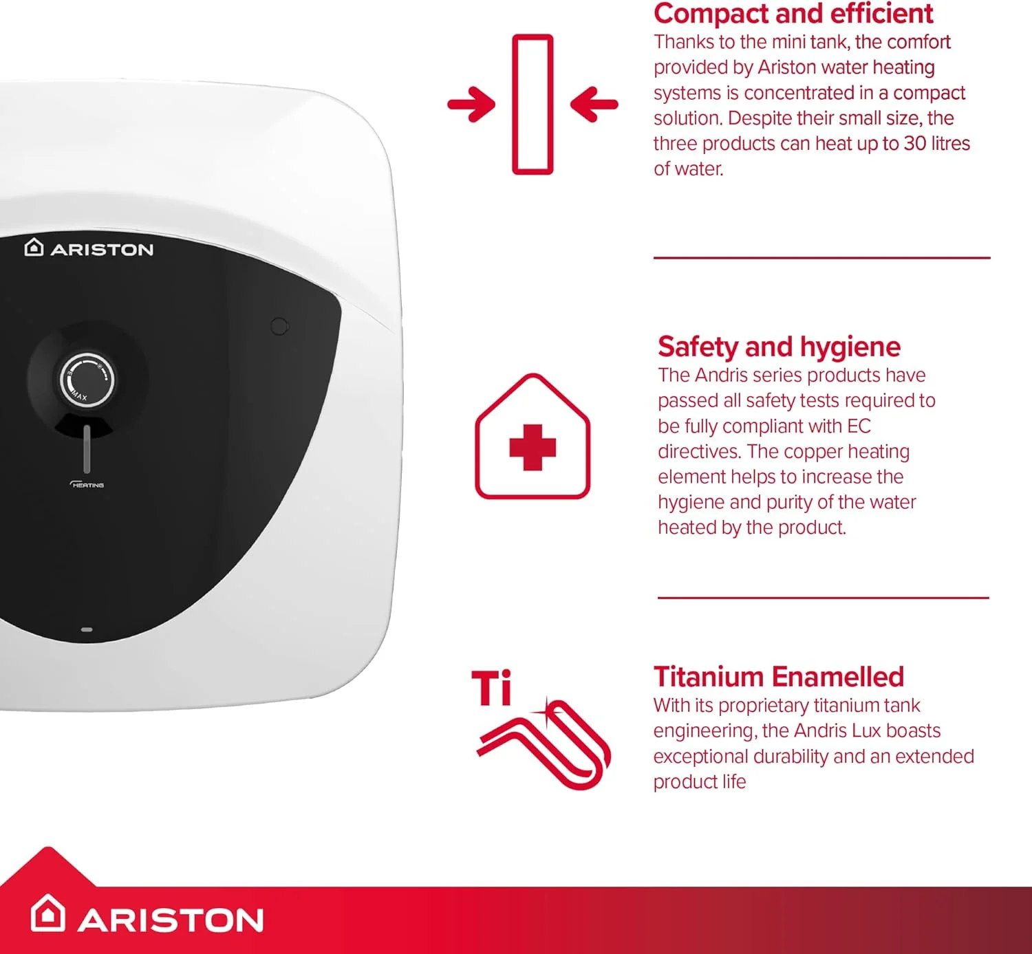 Ariston Andris Lux 10L Oversink 3kW Electric Water Heater - Image 5
