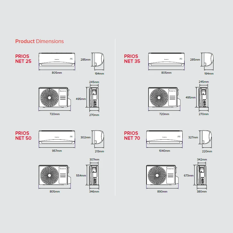 Ariston Prios Net 50 MUA1 Split Air Conditioner 5.3kW Built-in WiFi R32 Inverter - Image 3