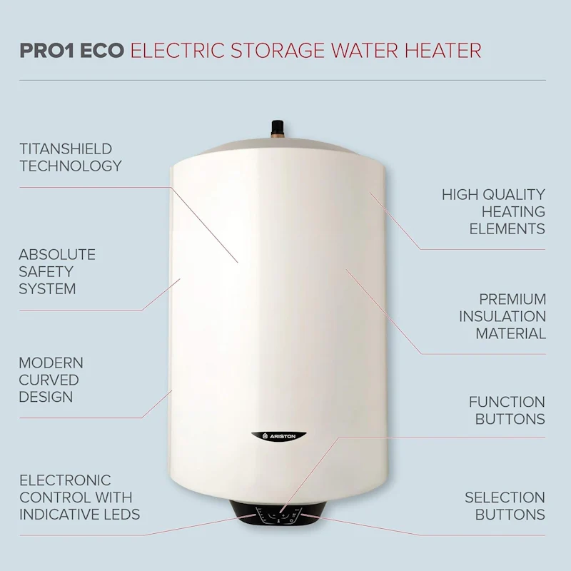 Ariston Pro1 Eco 100L Unvented Electric Storage Water Heater c/w Unvented Kit — 3kW ErP B - Image 4