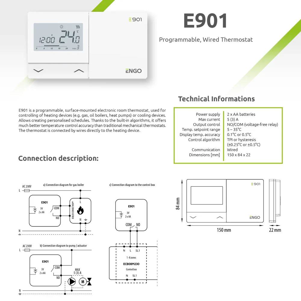 ENGO E901-WIFI-UK Smart WiFi Wireless Thermostat – App, Alexa & Google Control, No Hub | Gas, Oil & Heat Pump - Image 4