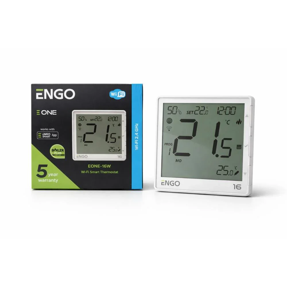 ENGO EONE-16W Wi-Fi Smart Thermostat 16A Relay 230V Underfloor Heating - White - Image 4