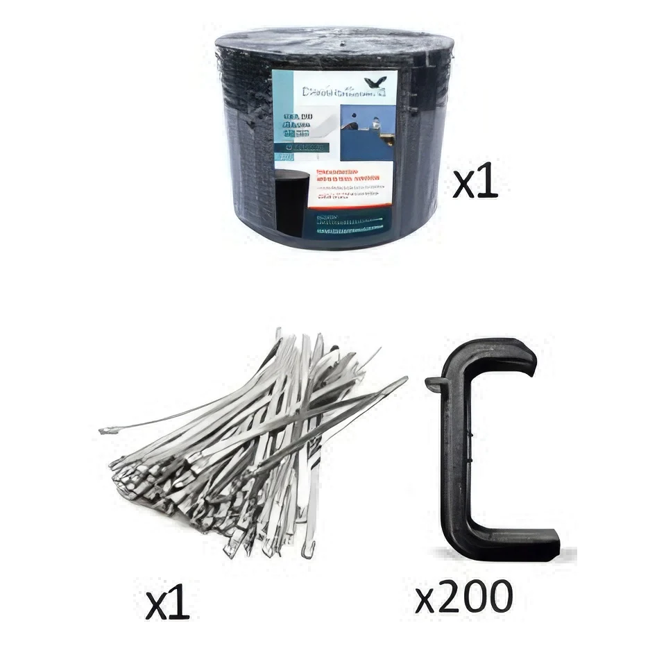 Enviroguard PVC Coated Solar Panel Bird Deterrent Mesh Kit 30m — 200 Black Clips & 20 SS Corner Ties