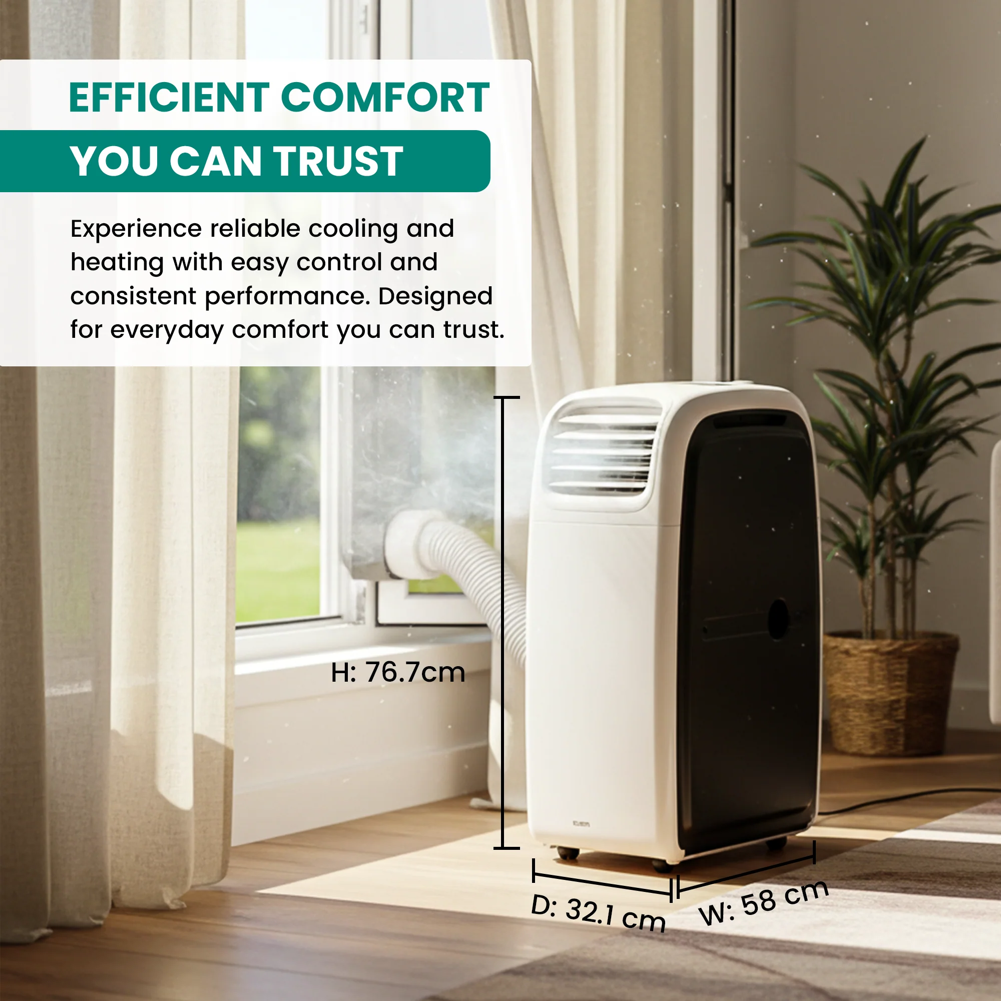 Eurom 18000 BTU Mobile Air Conditioner and Heating Unit | 5200W Cooling, Wi-Fi, R290 | Powerful Year-Round Climate Control - Image 4