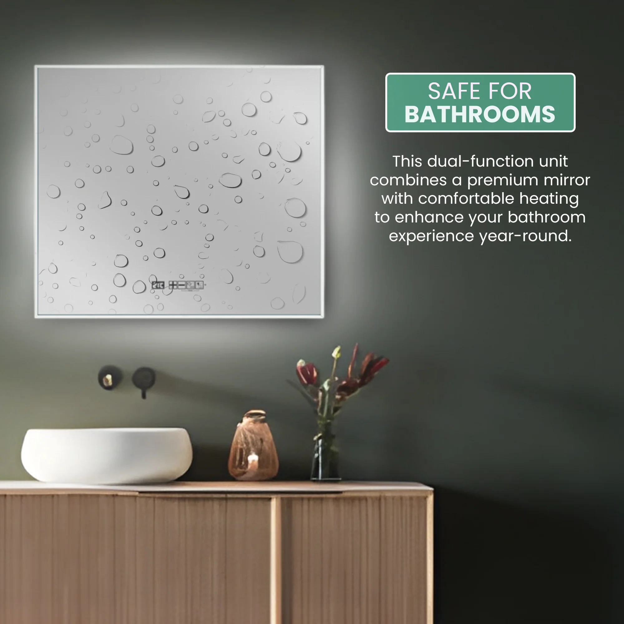 Eurom Sani 600 LED Mirror WiFi Infrared Heater and Fog-Free Heated Mirror for Bathroom Comfort - Image 3
