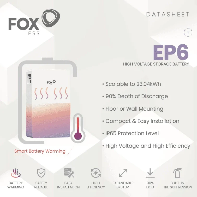 Fox ESS EP6 Plus 5.76kWh 192V LiFePO4 High Voltage Battery with Heating Element – IP65, Scalable to 23.04kWh, 10-Year Warranty - Image 3