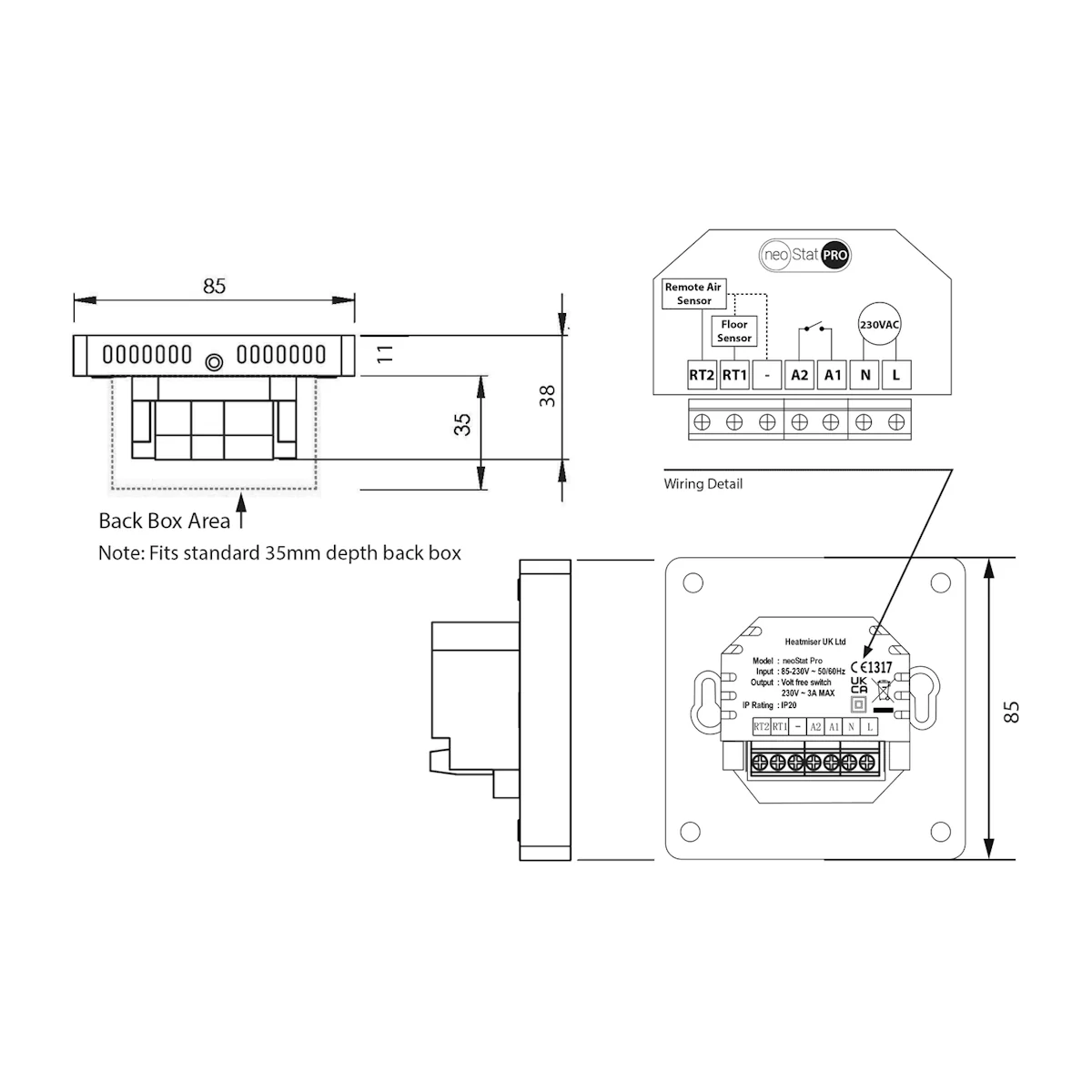 Heatmiser neoStat Pro Heating and Cooling Thermostat - Image 3