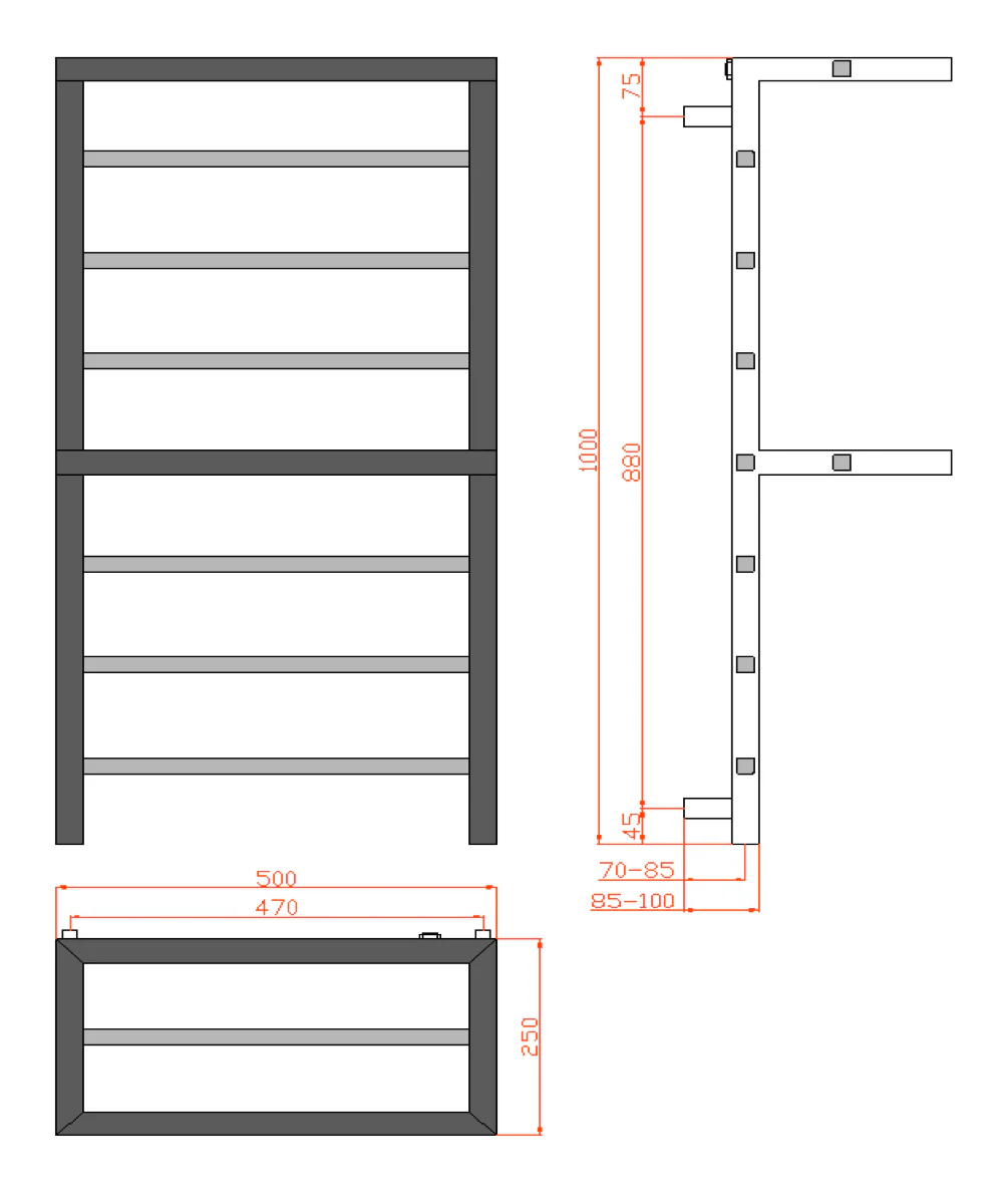 Reina Elvina 2 RND-EV510 Towel Rail 500mm x 1000mm - Image 4