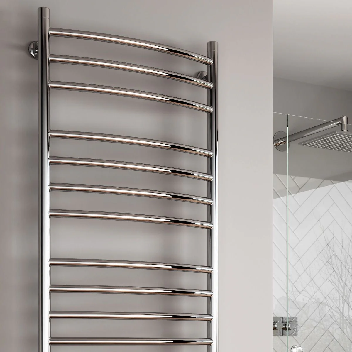 Reina Eos RNS-ES6150 Curved Stainless Steel Towel Rail 600mm x 1500mm - Image 3