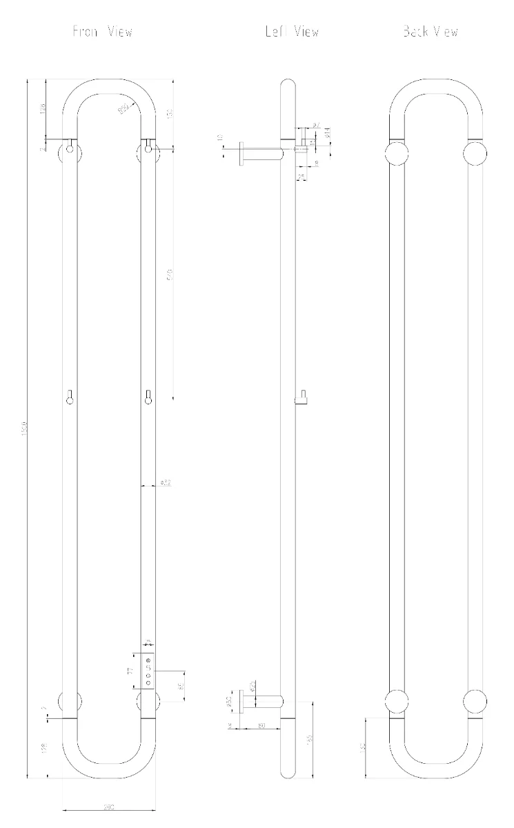 Reina Pelmo EPLOK Matt Black Electric Towel Rail 200mm x 1500mm - Image 3