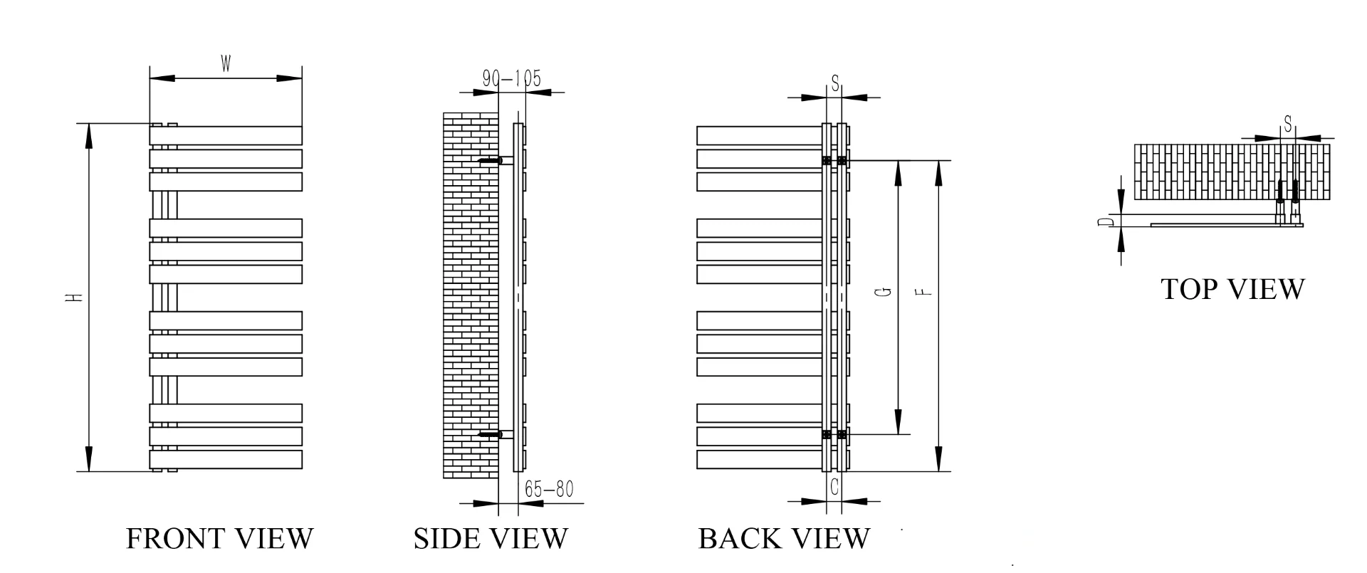 Reina Ricadi RNS-RC5114 Polished Stainless Steel Towel Radiator 500mm x 1140mm - Image 3