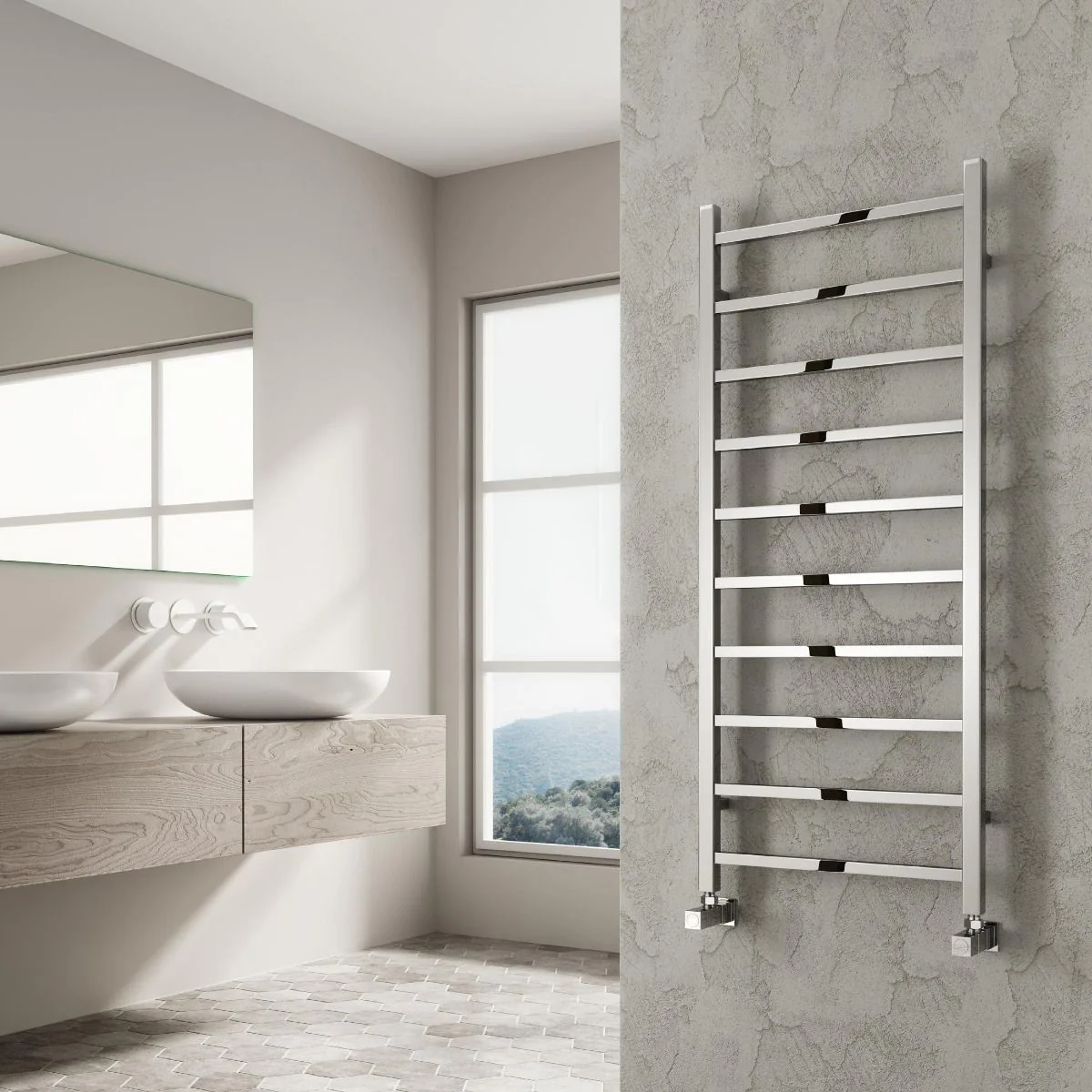 Reina Serena RND-SRN3080 Chrome Towel Rail 300mm x 800mm