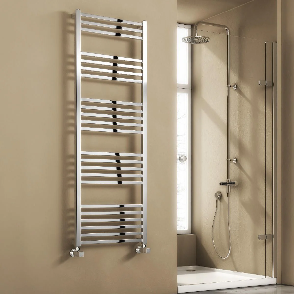 Reina Vasto RND-VST075C Chrome Towel Rail 500mm x 755mm