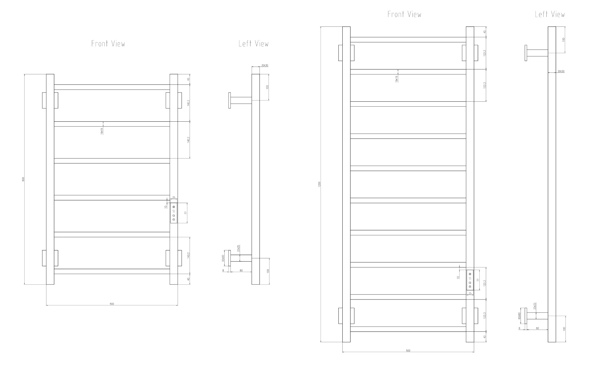 Reina Velino EVLN080K Matt Black Electric Radiator 800mm x 500mm - Image 3
