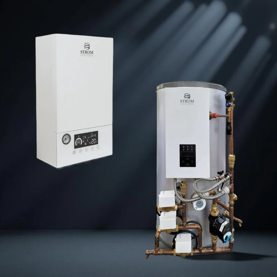 Strom 9kW Electric Heat Only Boiler & 150L Pre-Plumbed Indirect Cylinder – SBSP9H150P