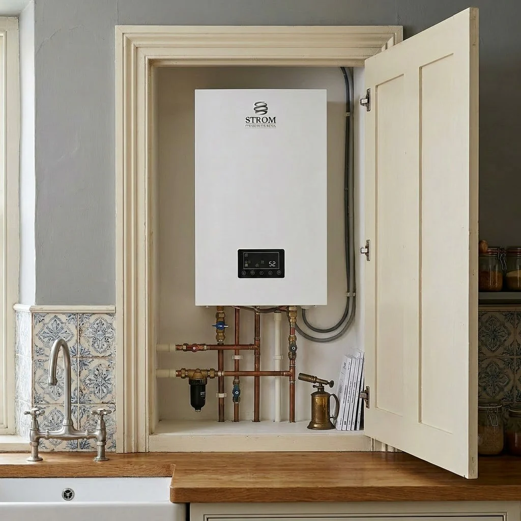Strom AuraHeat 9kW Single Phase Stored Combi Boiler - Electric Combi Boiler with 35L Integrated Stainless Steel Buffer Cylinder - Image 2