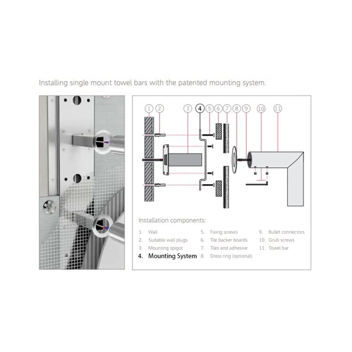 Towel Bar Mounting System for Single-Ended Towel Bars - Image 2