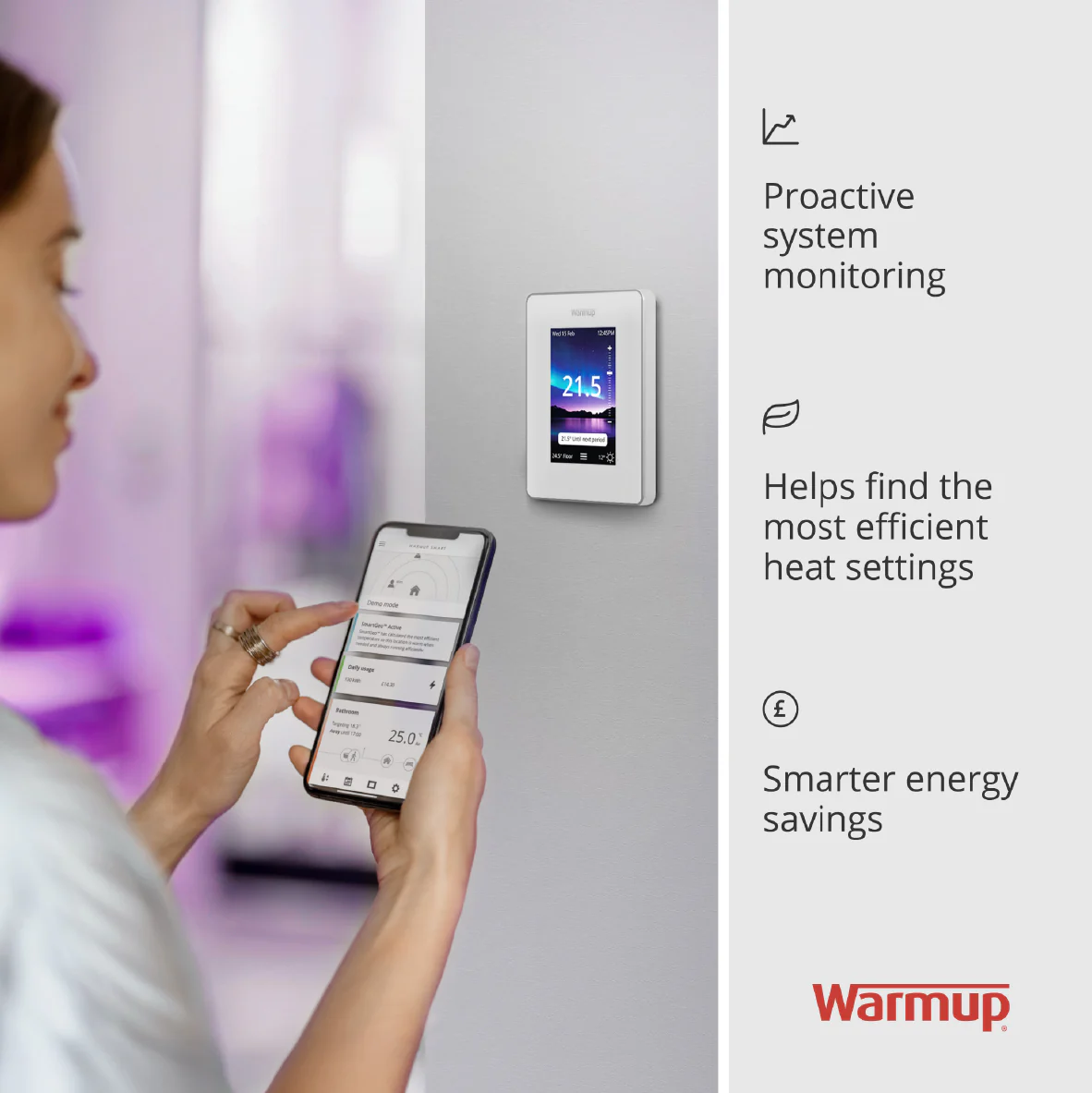 Warmup 7iE Smart Matter WiFi Thermostat Onyx Black - Electric & Hydronic Underfloor Heating - Image 5